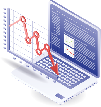 Online-Verlustdiagramm auf dem Laptop  Illustration