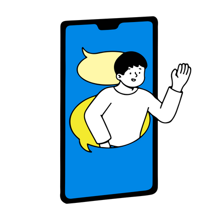 Online video call in mobile  イラスト