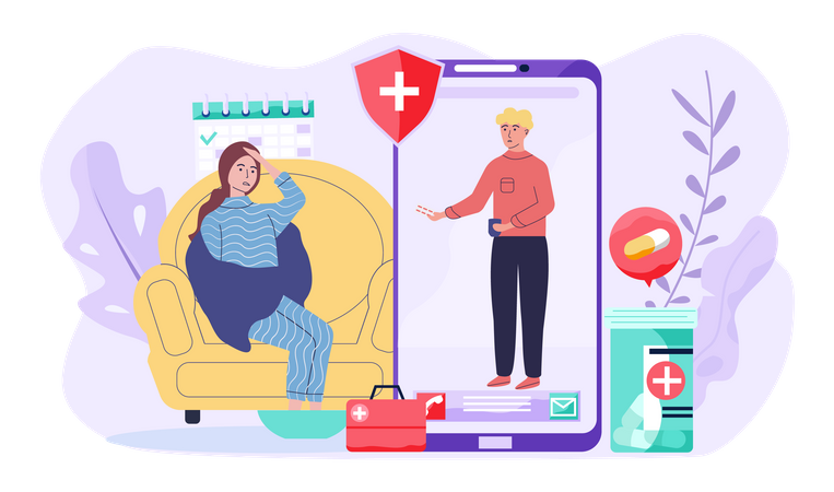 Online video call with doctor  イラスト