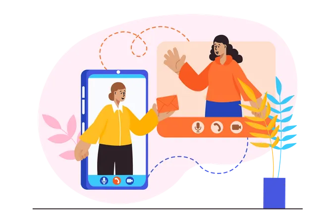 Online video communication  Illustration
