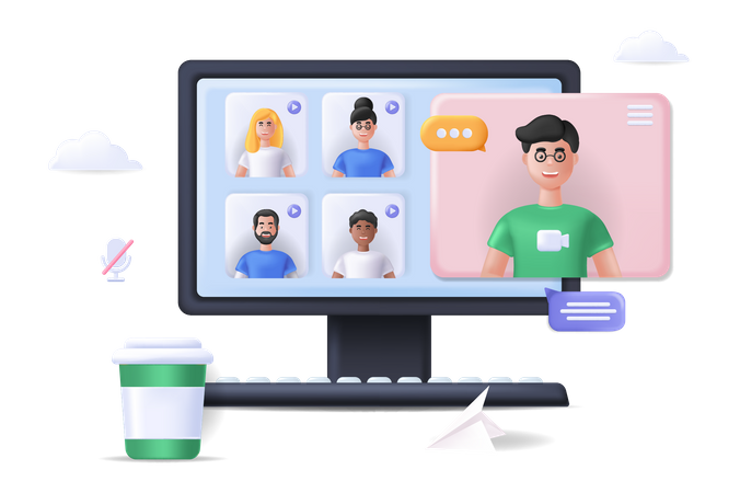 Online Video Conference  Illustration