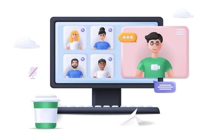 Online Video Conference  Illustration