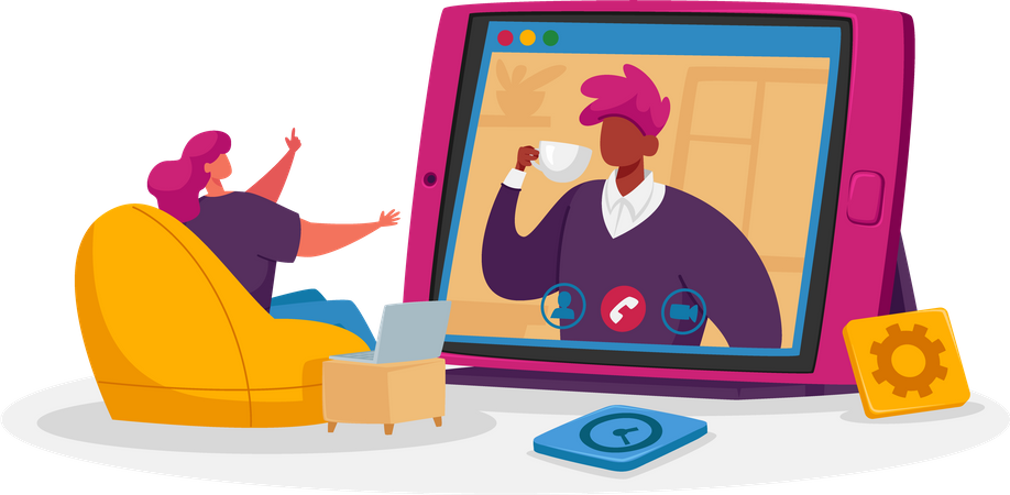 Online video conference  イラスト
