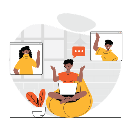 Online video conferencing  Illustration