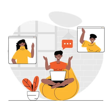 Online video conferencing  Illustration