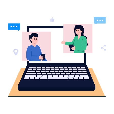 Online Video Conversation  Illustration