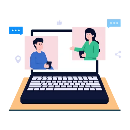 Online Video Conversation  Illustration