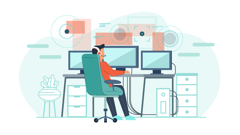 Online video gamer  Illustration