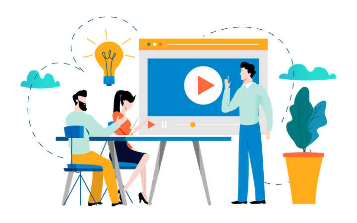 Online video learning Illustration