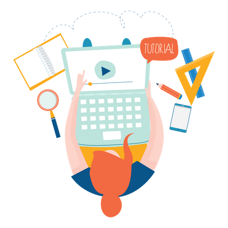 Online video learning  イラスト