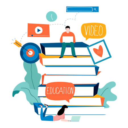 Online video learning  イラスト