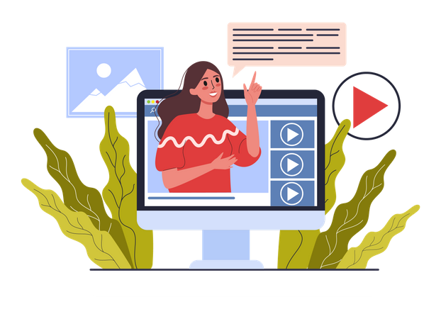 Online video learning  イラスト