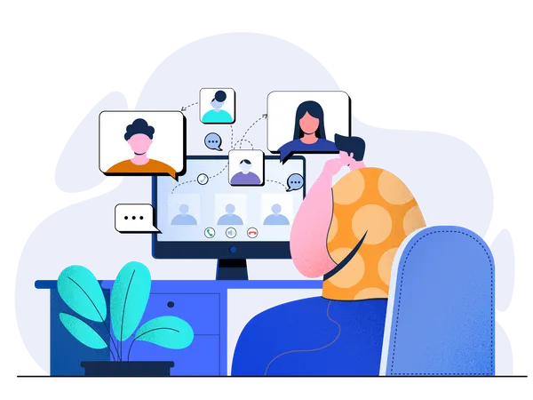 Online-Video-Meeting  Illustration