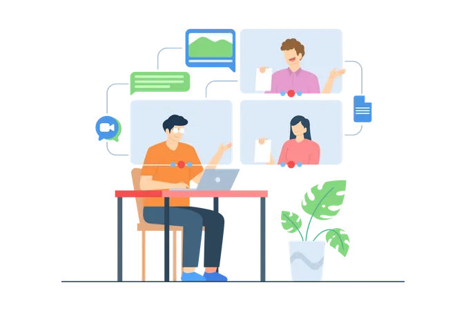 Online Video Meeting  Illustration