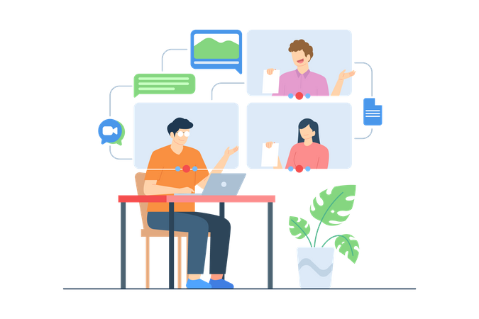 Online Video Meeting  イラスト