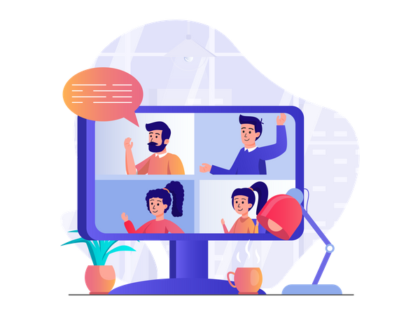 Online video meeting  イラスト