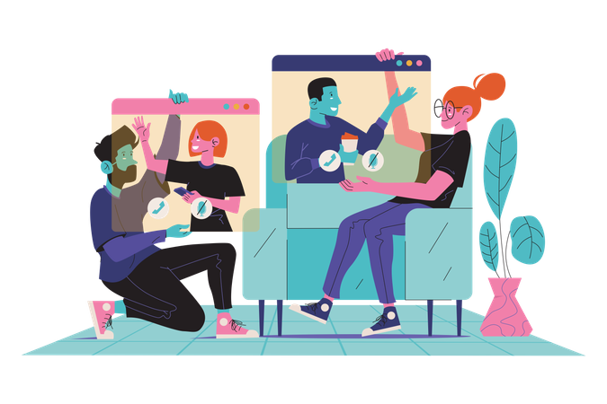 Online video meeting  イラスト
