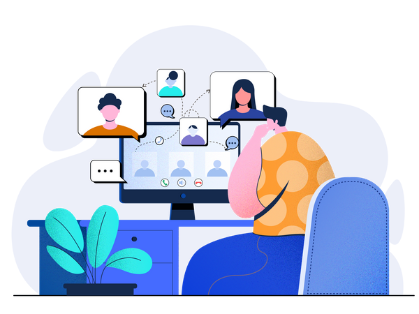 Online video meeting  イラスト