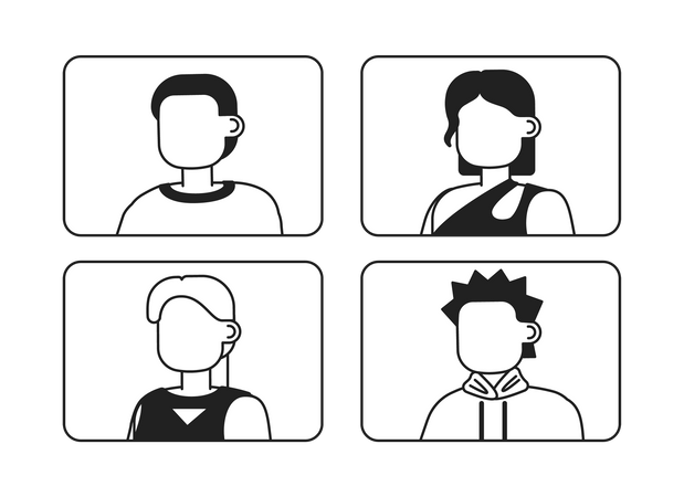 Online video meeting with employees on screens  イラスト