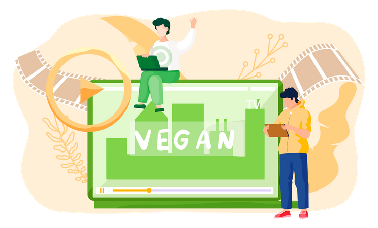 Online video on vegan products  Illustration