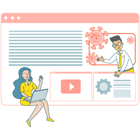 Online video to show prevention of coronavirus  イラスト