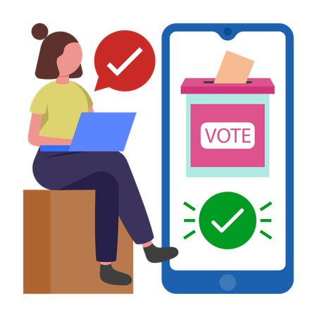 Online Vote given by woman  Illustration