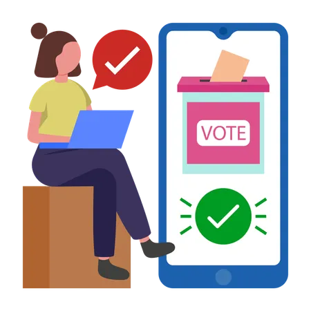 Online Vote given by woman  Illustration