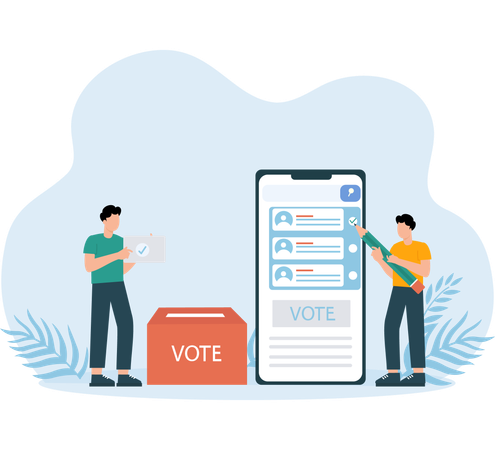 Online Voting done by employees  Illustration