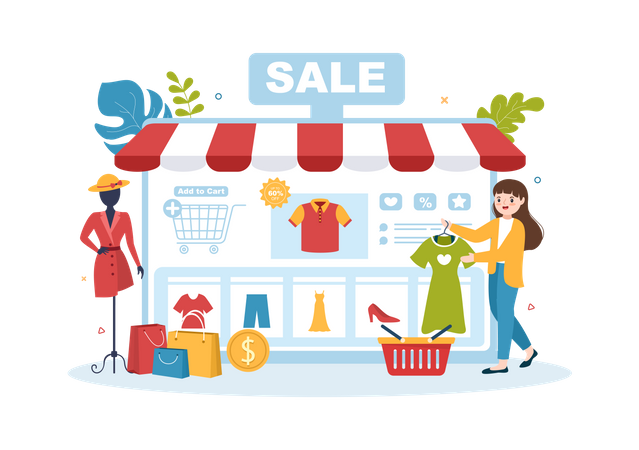 Online website for shopping sale Illustration