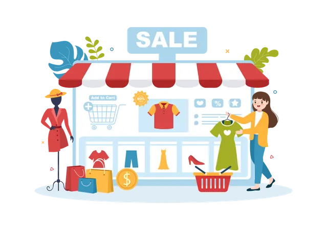 Online website for shopping sale  Illustration