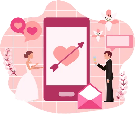 Online Wedding  Illustration