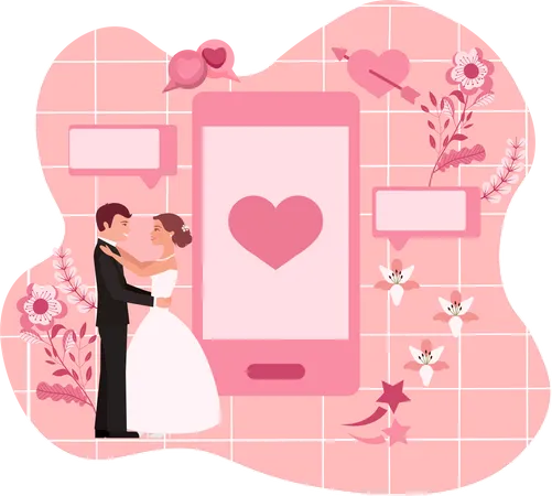 Online Wedding Ceremony  Illustration