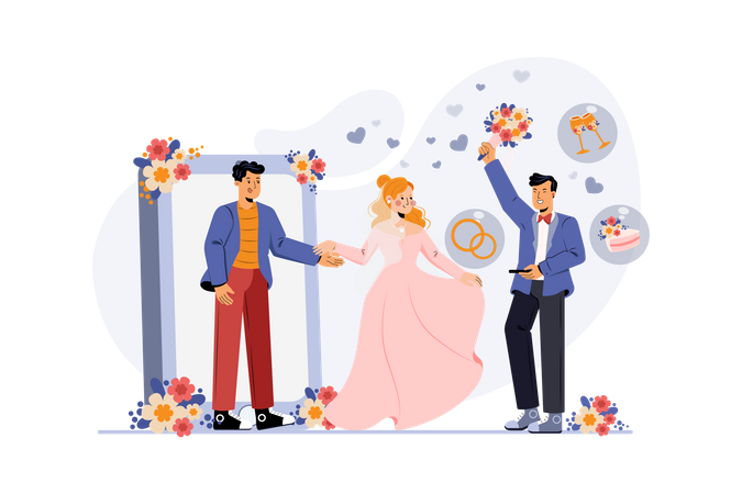 Online wedding  Illustration