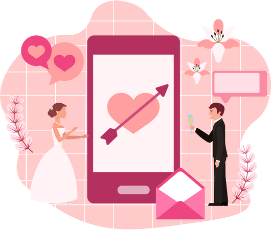 Online Wedding  Illustration