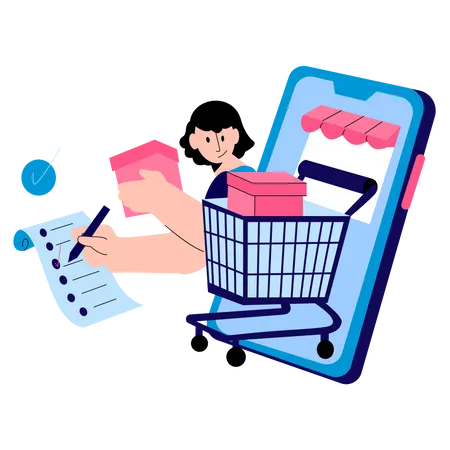 Online Wishlist shopping Illustration
