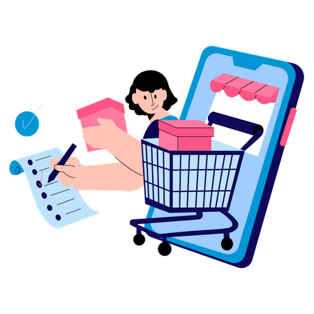 Online Wishlist shopping  Illustration