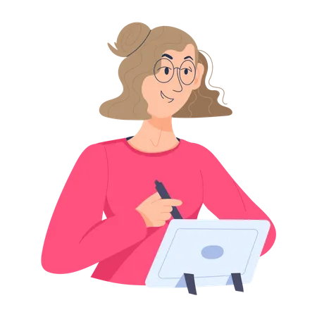 Girl Working Online Illustration