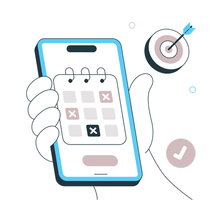 Online Work Schedule on Mobile  Illustration