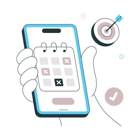 Online Work Schedule on Mobile  Illustration