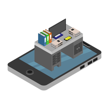 Online Working  Illustration