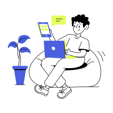 Online Working  Illustration