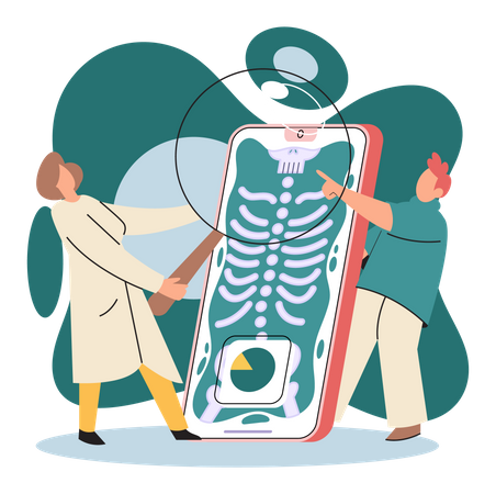 Online x-ray examine by doctor Illustration