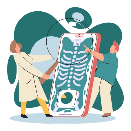 Online x-ray examine by doctor  Illustration