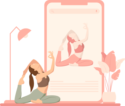 Online yoga lesson  Illustration