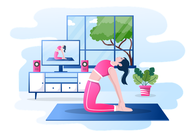 Online yoga session  Illustration