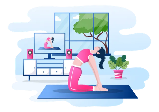 Online-Yoga-Sitzung  Illustration