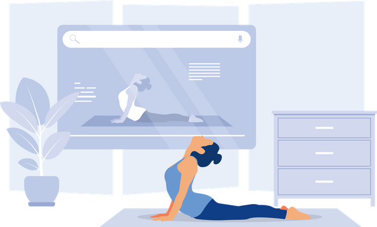 Online-Yoga-Unterricht  Illustration