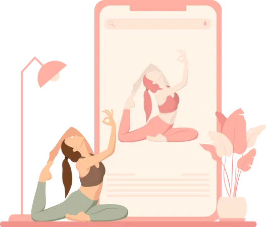Online-Yoga-Unterricht  Illustration