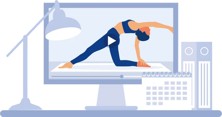 Online-Yoga-Unterricht  Illustration