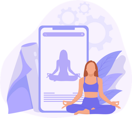 Online-Yoga-Unterricht  Illustration